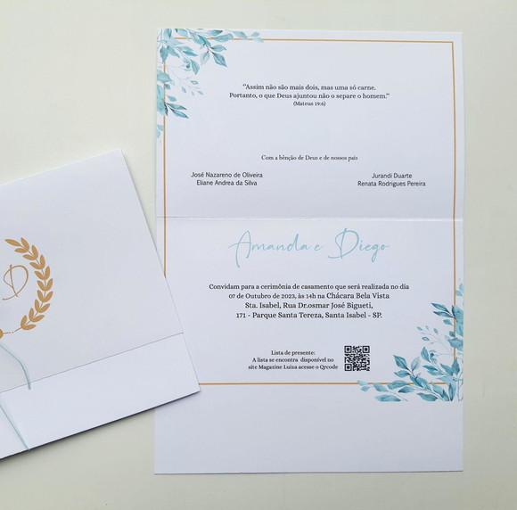 Convite de Casamento com Cordão