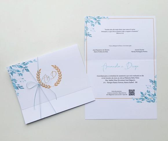 Convite de Casamento com Cordão