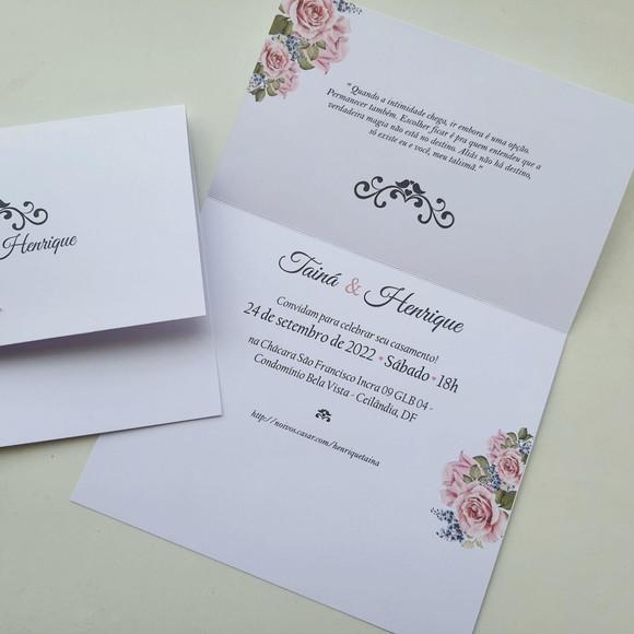 Convite de Casamento com Cordão Rose
