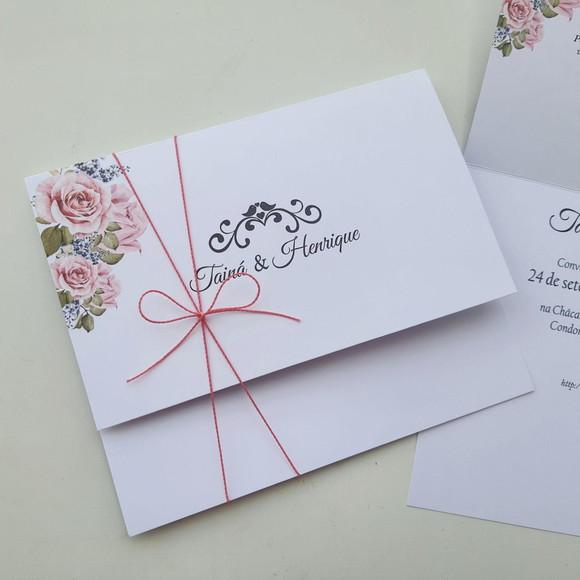 Convite de Casamento com Cordão Rose