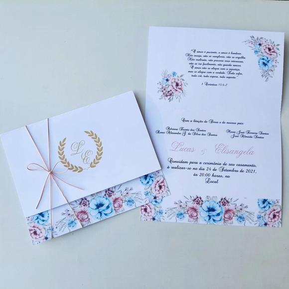 Convite de Casamento com Cordão Rose