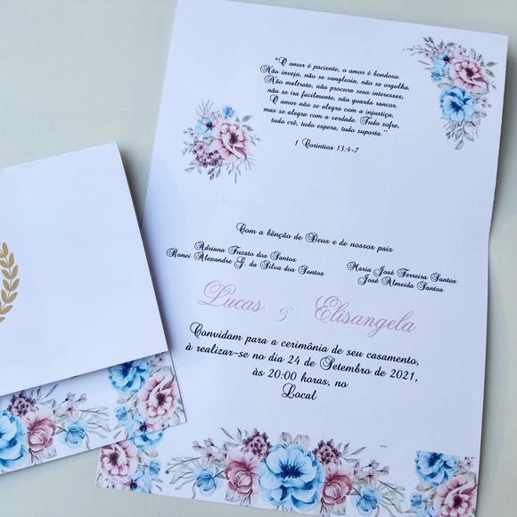 Convite de Casamento com Cordão Rose
