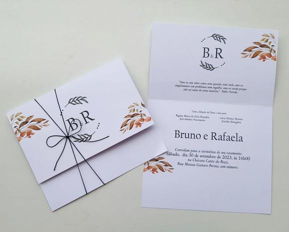 Convite de Casamento com Cordão Terracota