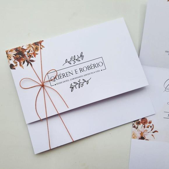 Convite de Casamento com Cordão Terracota