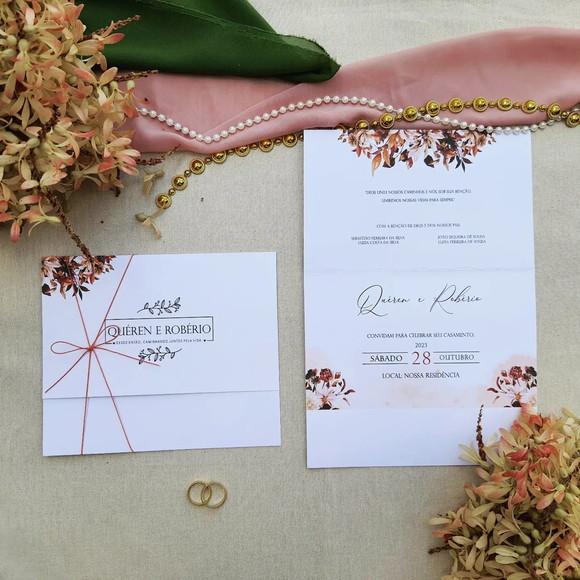 Convite de Casamento com Cordão Terracota