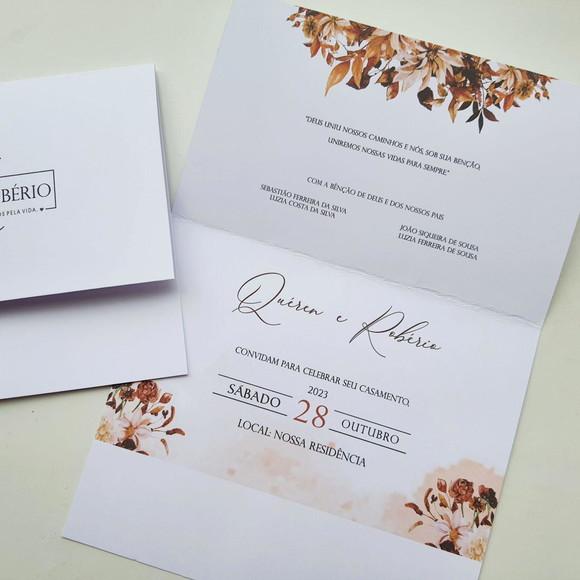 Convite de Casamento com Cordão Terracota