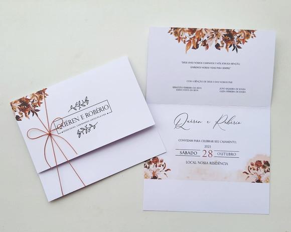 Convite de Casamento com Cordão Terracota