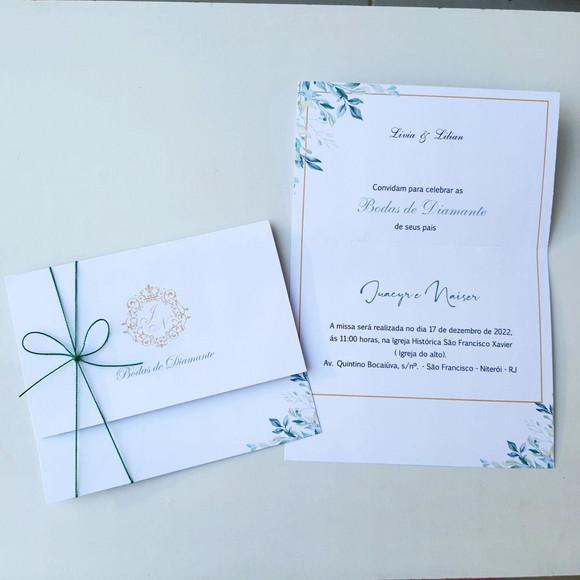 Convite de Casamento com Cordão Verde