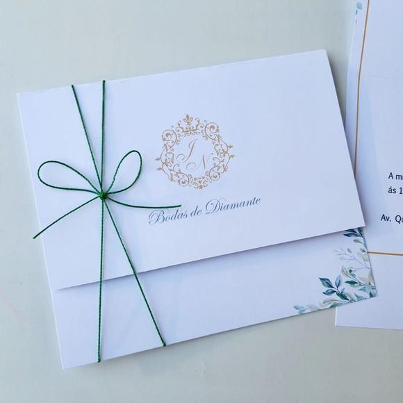 Convite de Casamento com Cordão Verde