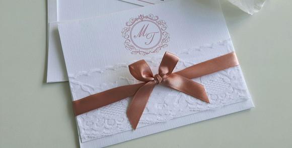 Convite de Casamento Envelope com renda