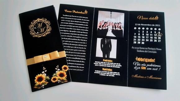 Convite de Casamento para Padrinhos Preto