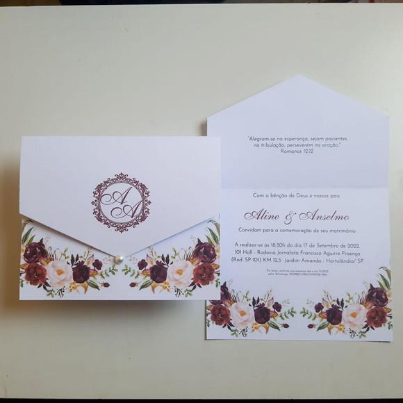 Convite de Casamento Promoção Marsala