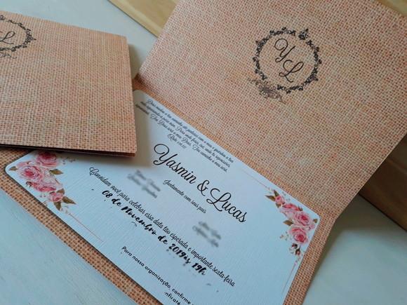 Convite de Casamento Rústico com cordão