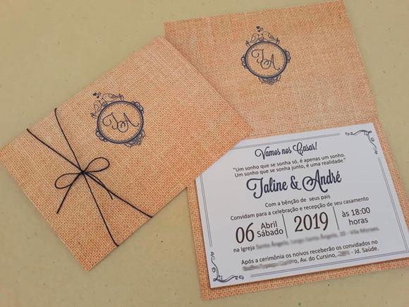 Convite de Casamento Rústico com cordão