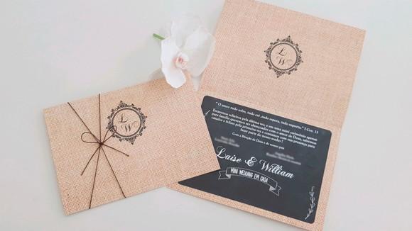 Convite de Casamento Rústico com cordão novo