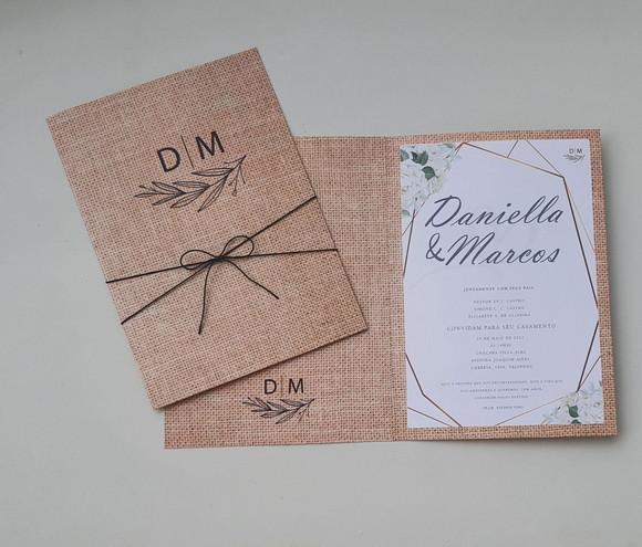 Convite de Casamento Rústico com Cordão Novo