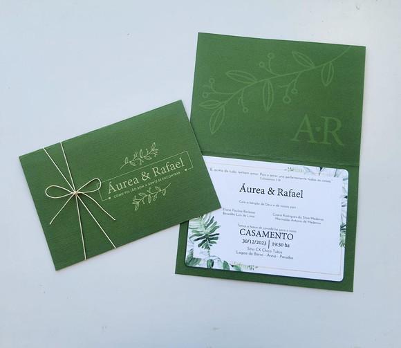Convite de Casamento Rústico Cordão Algodão Cru