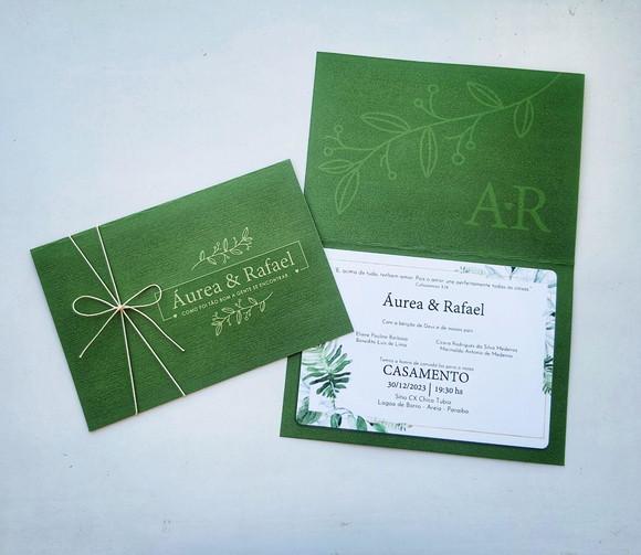 Convite de Casamento Rústico Verde