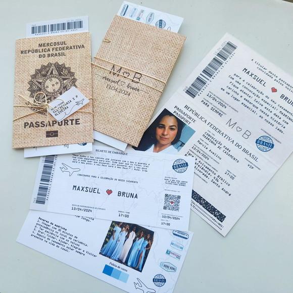 Convite de Padrinhos Passaporte Rústico