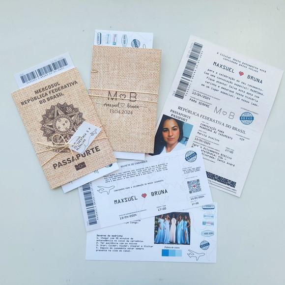 Convite de Padrinhos Passaporte Rústico