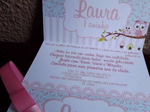 Convite Infantil Corujinha
