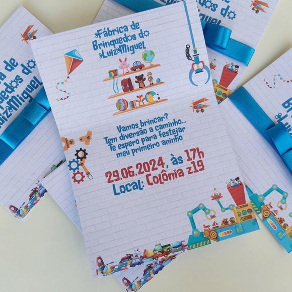 Convite Infantil Fábrica de Brinquedos