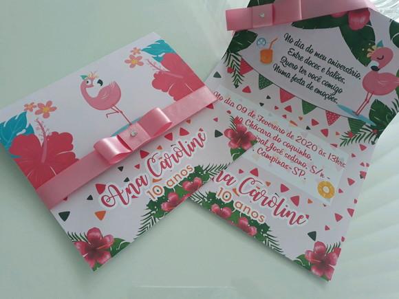 Convite infantil FLAMINGOS