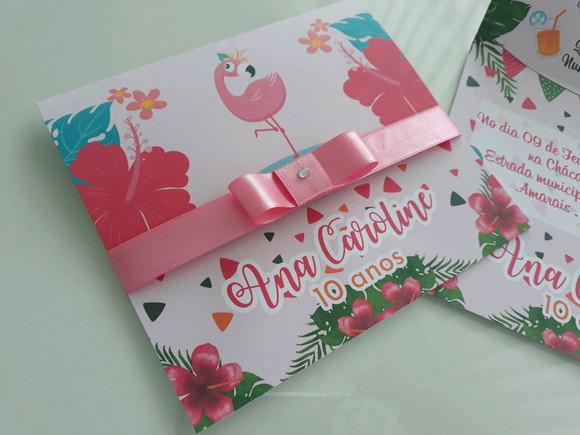 Convite infantil FLAMINGOS