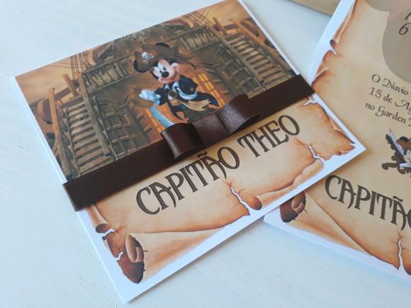 Convite Infantil MICKEY PIRATA