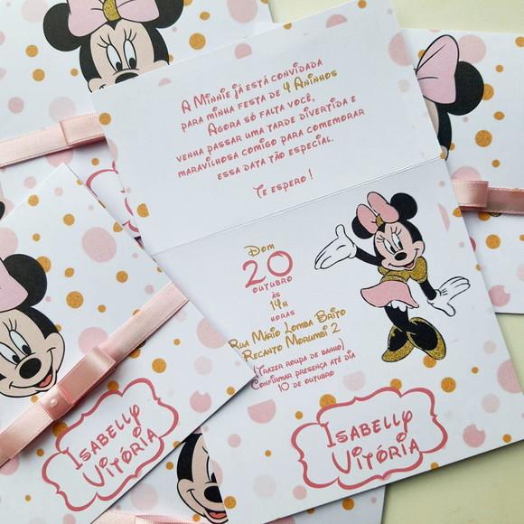 Convite Infantil Minnie Mouse