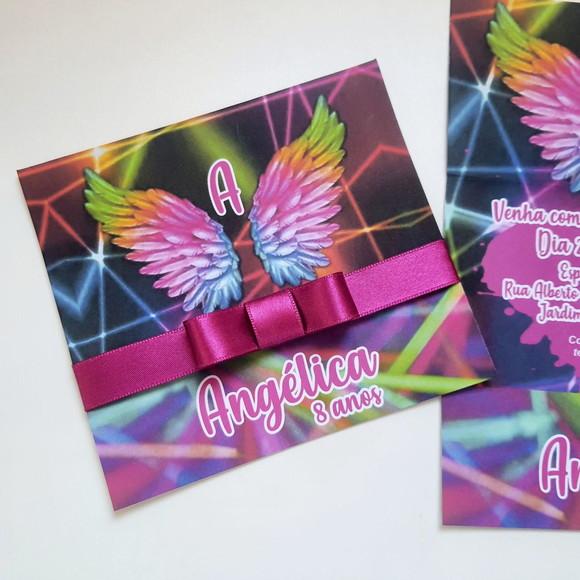 Convite Infantil Neon Asas