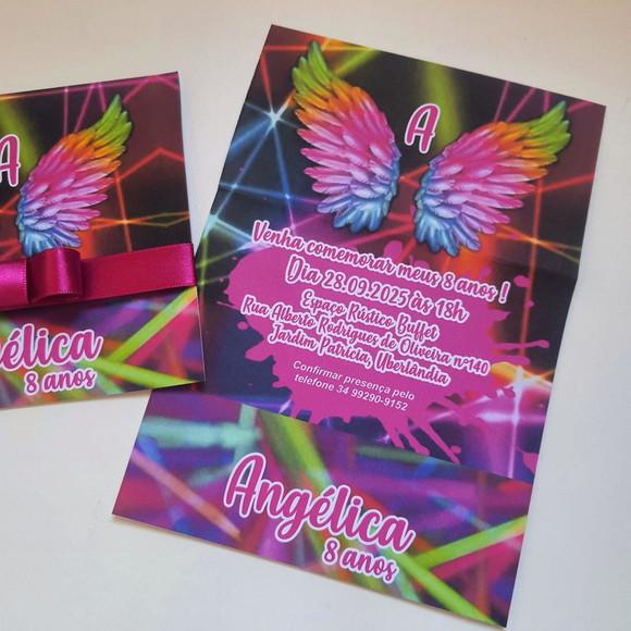 Convite Infantil Neon Asas