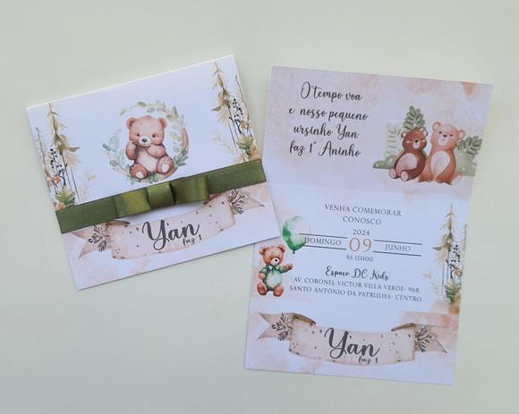 Convite Infantil Ursinho