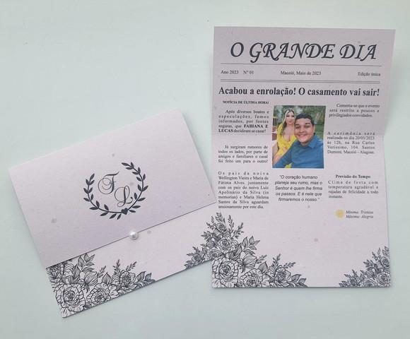 Convite para Casamento Rustico Jornal