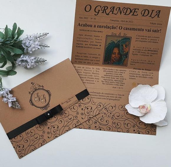 convite para casamento rustico kraft
