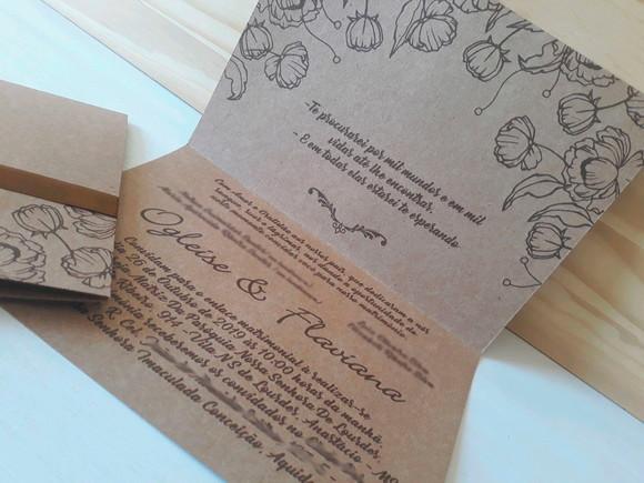 Convite para Casamento Rustico Kraft