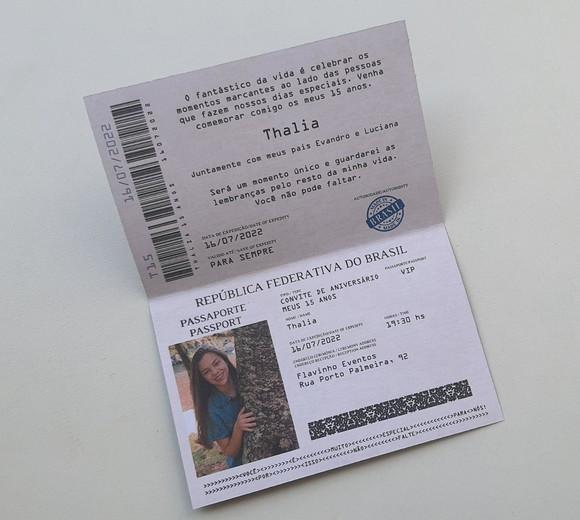 Convite Passaporte 15 anos