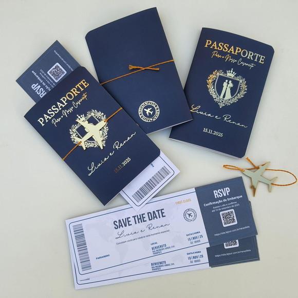 Convite Passaporte Luxo 100 Unidades + 200 Cartões Embarque
