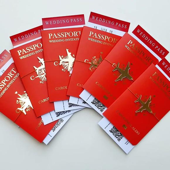Convite Passaporte Luxo Metalizado Hotstamping- 50 Unidades