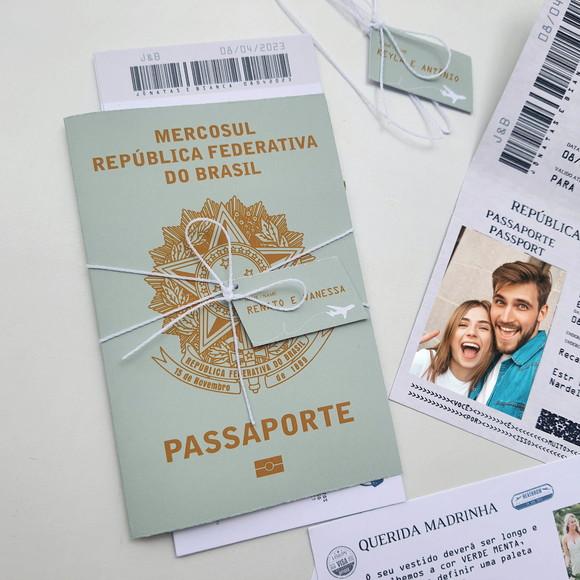 Convite Passaporte Madrinha e Padrinho
