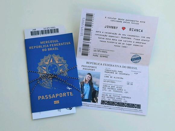 Convite Passaporte Madrinha e Padrinho