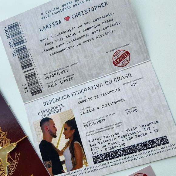 Convite Passaporte Premium com Tag de Acrílico Espelhado