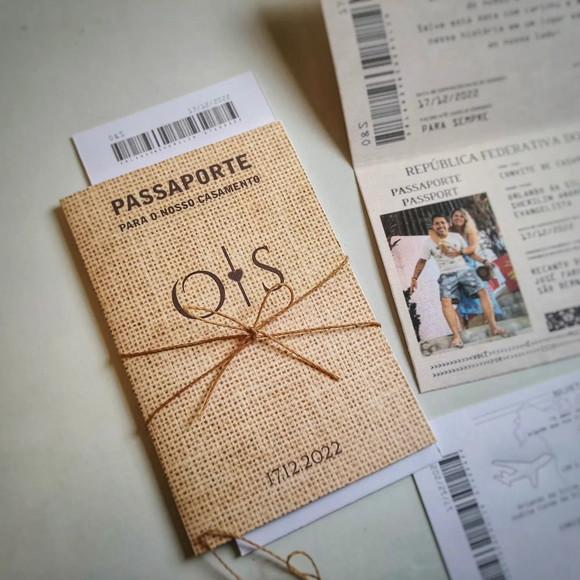 Convite Passaporte Rústico