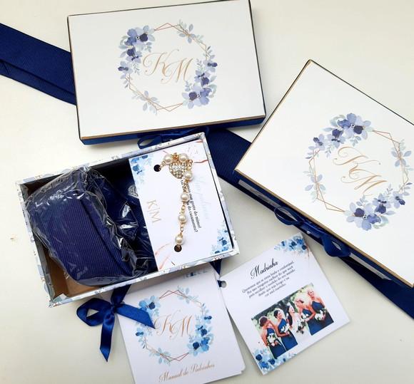 Kit Caixa Pulseira, Gravata e Manual de Padrinhos