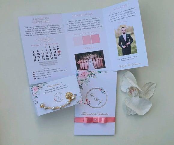 Kit Caixa Pulseira, gravata e manual de padrinhos