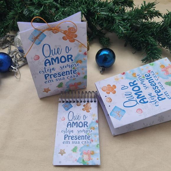 Lembrancinhas de Natal- Kit Sacolinha e Bloco de Anotações