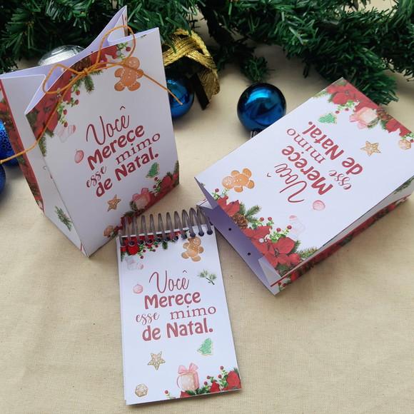 Lembrancinhas de Natal- Kit Sacolinha e Bloco de Anotações