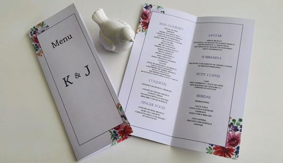 menu casamento