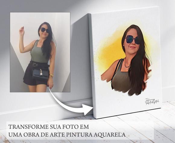 Quadro Personalizado Aquarela Premium Tecido Canvas
