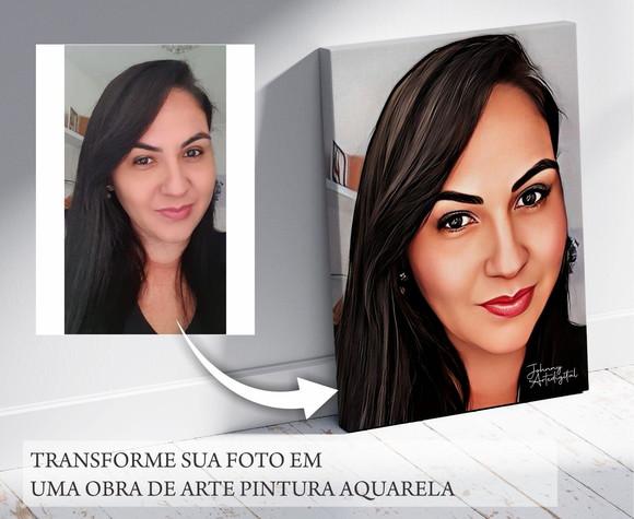 Quadro Personalizado Aquarela Premium Tecido Canvas